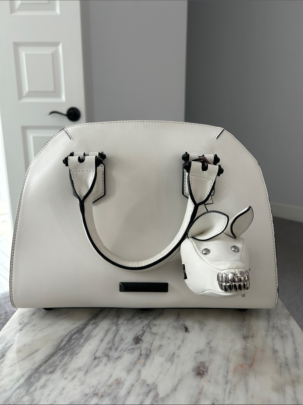 Kendall & Kylie White Dome Satchel with Animal Charm